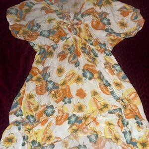 Roxy Floral Dress with Orange and Yellow Accents